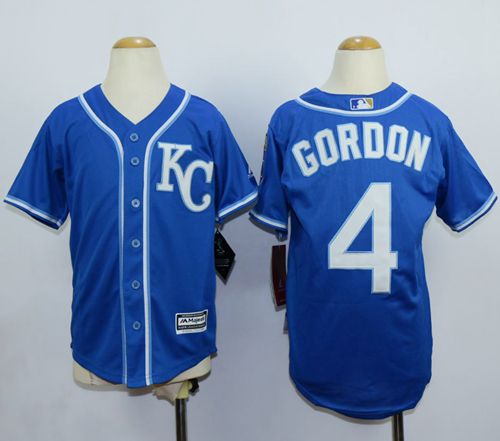 Royals #4 Alex Gordon Blue Cool Base Stitched Youth MLB Jersey