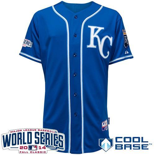 Royals Blank Blue Cool Base W/2014 World Series Patch Stitched Youth MLB Jersey