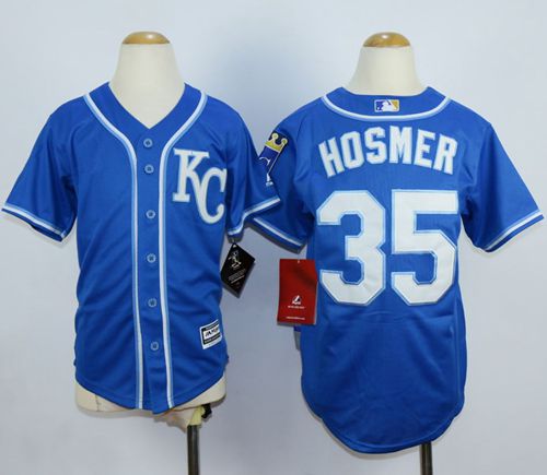 Royals #35 Eric Hosmer Blue Alternate 2 Cool Base Stitched Youth MLB Jersey