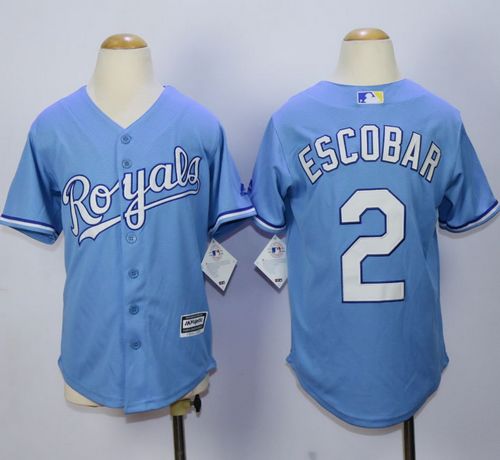 ويك اب Royals #2 Alcides Escobar White Cool Base Stitched Youth Baseball Jersey ويك اب