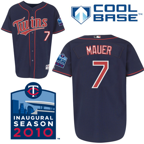 Twins #7 Joe Mauer Stitched Navy Blue Cool Base Youth MLB Jersey