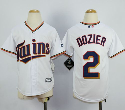 Twins #2 Brian Dozier White Cool Base Stitched Youth MLB Jersey