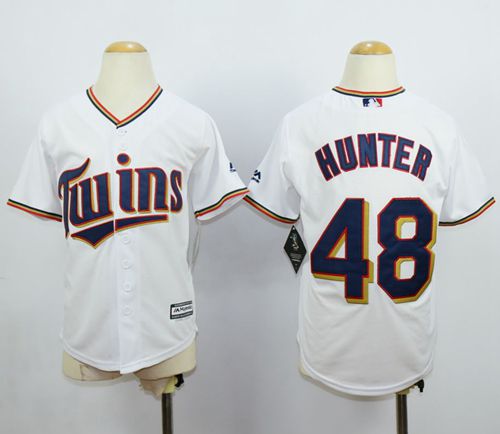 Twins #48 Torii Hunter White Cool Base Stitched Youth MLB Jersey