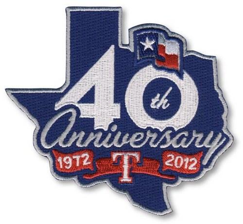 Stitched 2012 Texas Rangers 40th Anniversary Jersey Patch
