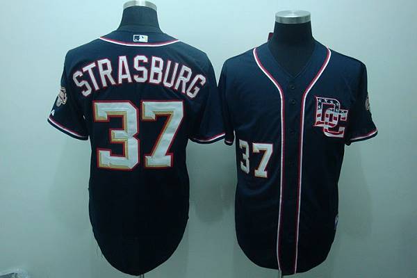Nationals #37 Stephen Strasburg Blue Stitched MLB Jersey