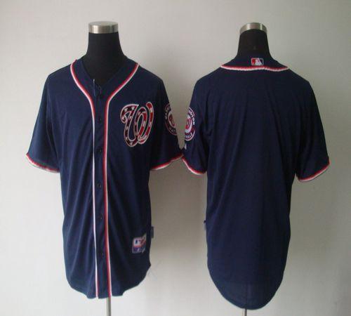 Nationals Blank Navy Blue Cool Base Stitched MLB Jersey