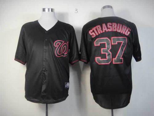Nationals #37 Stephen Strasburg Black Fashion Stitched MLB Jersey