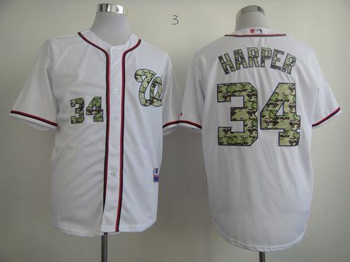Nationals #34 Bryce Harper White USMC Cool Base Stitched MLB Jersey