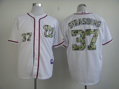 Nationals #37 Stephen Strasburg White USMC Cool Base Stitched MLB Jersey