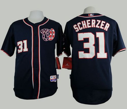 Nationals #31 Max Scherzer Navy Blue Cool Base Stitched MLB Jersey