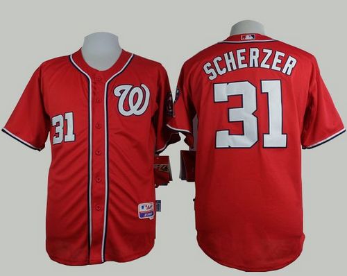 Nationals #31 Max Scherzer Red Cool Base Stitched MLB Jersey