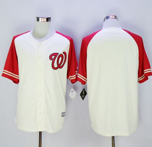Nationals Blank Cream/Red Exclusive New Cool Base Stitched MLB Jersey