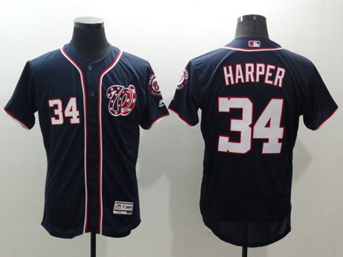 Nationals #34 Bryce Harper Navy Blue Flexbase Authentic Collection Stitched MLB Jersey
