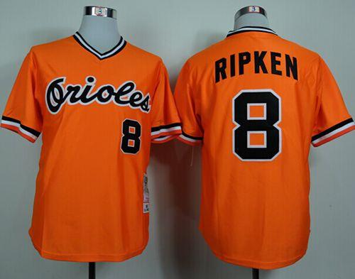 Mitchell and Ness 1982 Orioles #8 Cal Ripken Orange Throwback Stitched MLB Jersey