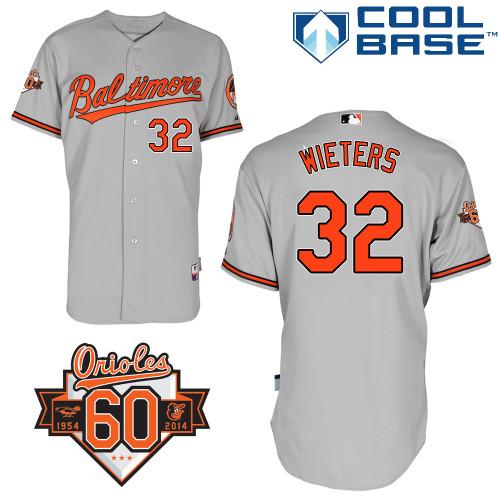 Orioles #32 Matt Wieters Grey 1954 2014 60th Anniversary Cool Base Stitched MLB Jersey