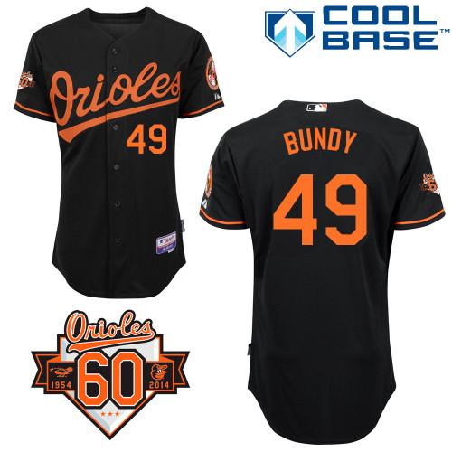 Orioles #49 Dylan Bundy Black 1954 2014 60th Anniversary Cool Base Stitched MLB Jersey