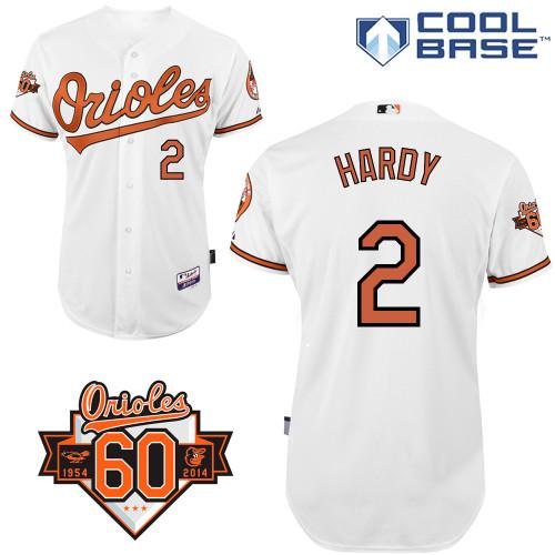 Orioles #2 J.J. Hardy White 1954 2014 60th Anniversary Cool Base Stitched MLB Jersey
