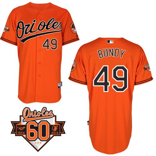 Orioles #49 Dylan Bundy Orange 1954 2014 60th Anniversary Cool Base Stitched MLB Jersey