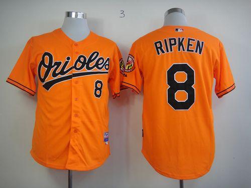 Orioles #8 Cal Ripken Orange Cool Base Stitched MLB Jersey