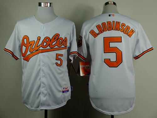 Orioles #5 Brooks Robinson White Cool Base Stitched MLB Jersey