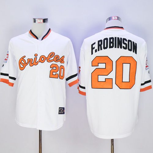 Mitchell And Ness Orioles #20 Frank Robinson White Stitched MLB Jersey