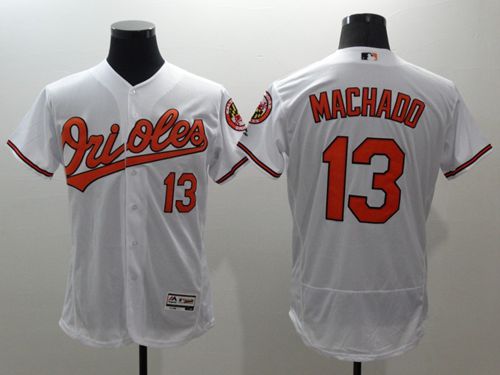 Orioles #13 Manny Machado White Flexbase Authentic Collection Stitched MLB Jersey