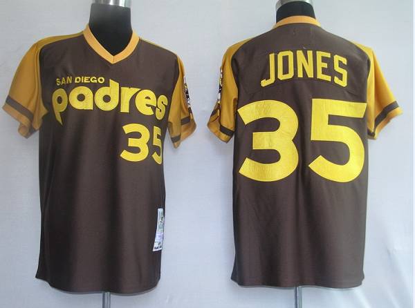 Mitchell and Ness Padres #35 Randy Jones Coffee Stitched Throwback MLB Jersey