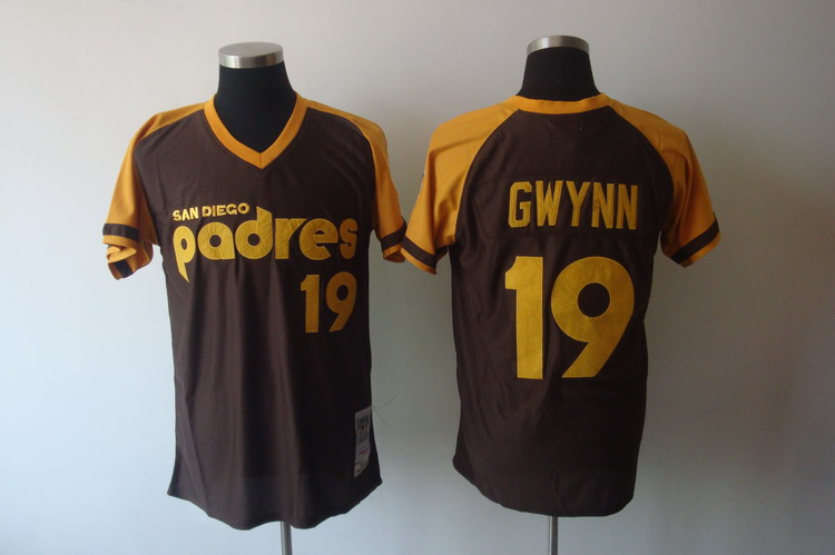 Mitchell and Ness Padres #19 Tony Gwynn Coffee Stitched Throwback MLB Jersey