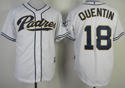 Padres #18 Carlos Quentin White Cool Base Stitched MLB Jersey