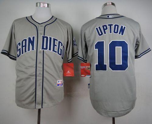 Padres #10 Justin Upton Grey Cool Base Stitched MLB Jersey
