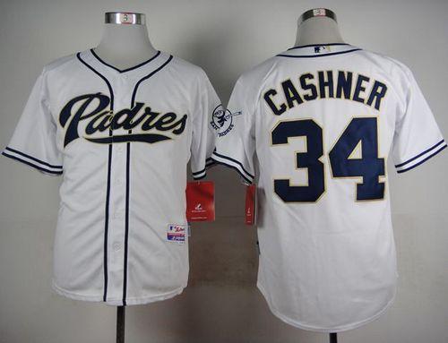 Padres #34 Andrew Cashner White Cool Base Stitched MLB Jersey