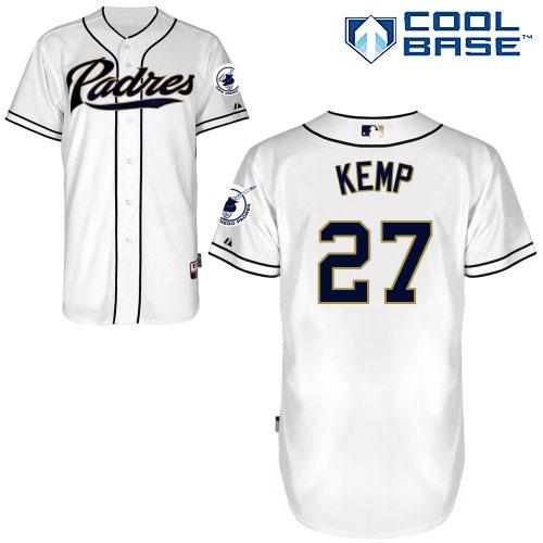 Padres #27 Matt Kemp White Cool Base Stitched MLB Jersey