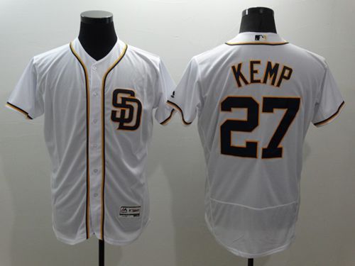 Padres #27 Matt Kemp White Flexbase Authentic Collection Stitched MLB Jersey
