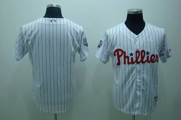 Phillies Blank Stitched White Red Strip MLB Jersey