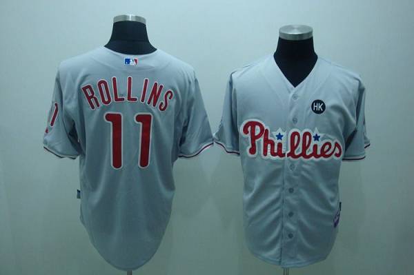 Phillies #11 Jimmy Rollins Stitched Grey MLB Jersey