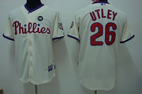 Phillies #26 Chase Utley Stitched Cream MLB Jersey