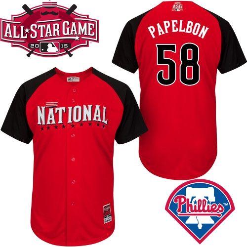 Phillies #58 Jonathan Papelbon Red 2015 All Star National League Stitched MLB Jersey