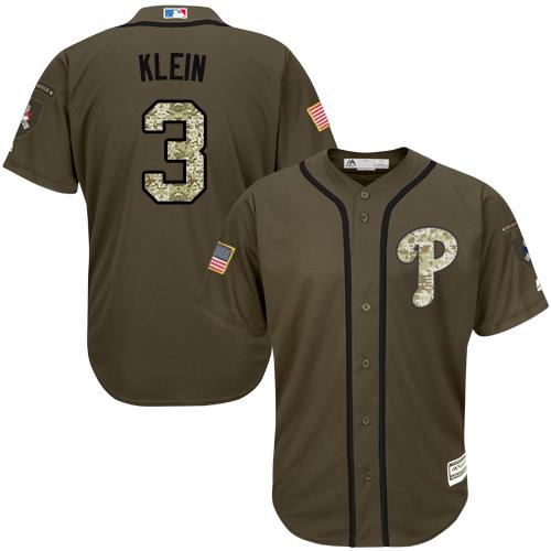 Phillies #3 Chuck Klein Green Salute to Service Stitched MLB Jersey