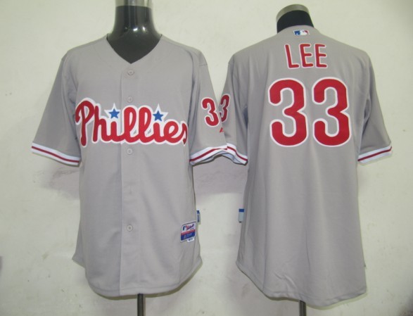 Phillies #33 Cliff Lee Grey Stitched MLB Jersey