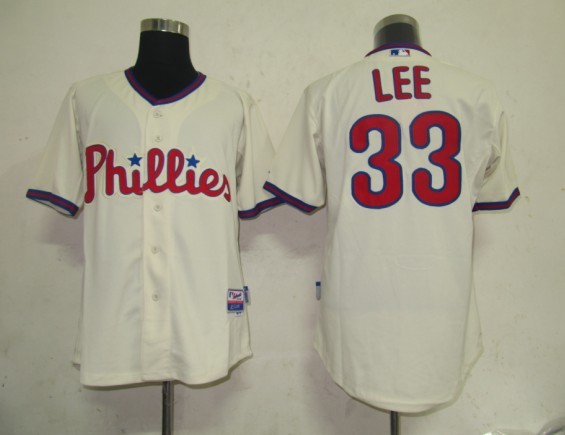 Phillies #33 Cliff Lee Cream Stitched MLB Jersey
