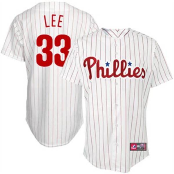 Phillies #33 Cliff Lee White(Red Strip) Stitched MLB Jersey