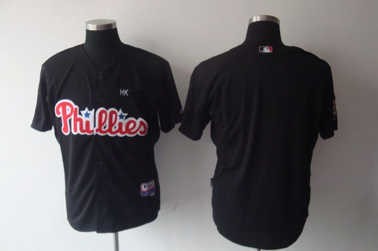 Phillies Blank Stitched Black MLB Jersey