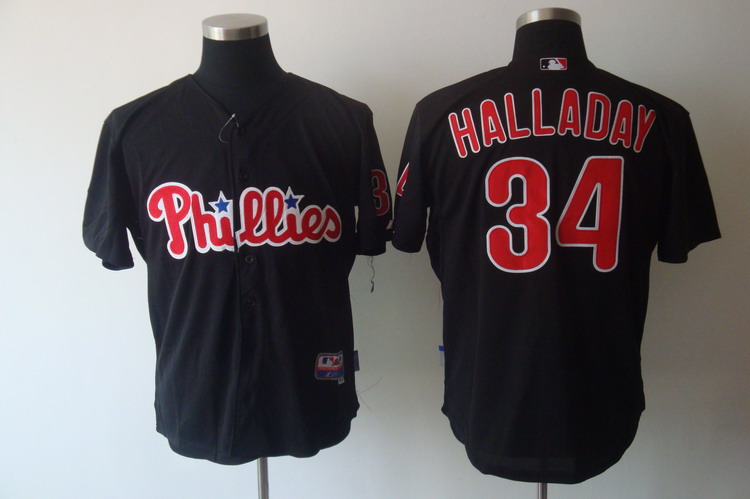 Phillies #34 Roy Halladay Black Stitched MLB Jersey