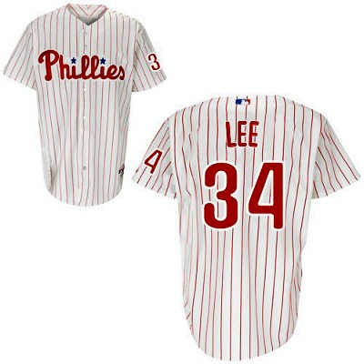 Phillies #34 Cliff Lee White(Red Strip) Stitched MLB Jersey