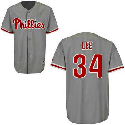 Phillies #34 Cliff Lee Grey Stitched MLB Jersey