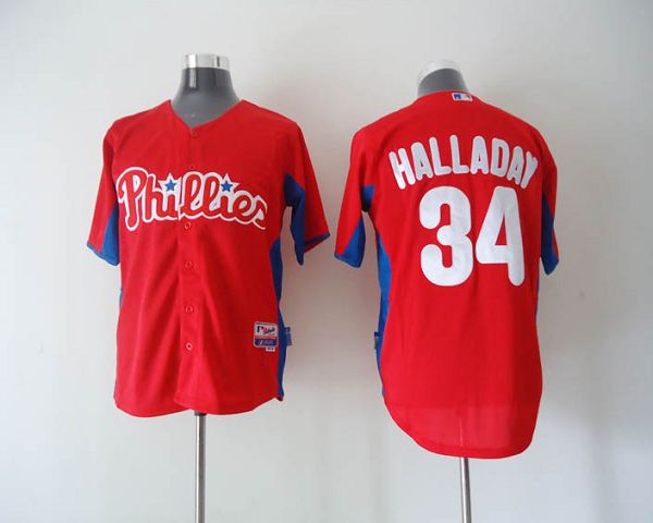 Phillies #34 Roy Halladay Red 2011 Cool Base BP Stitched MLB Jersey