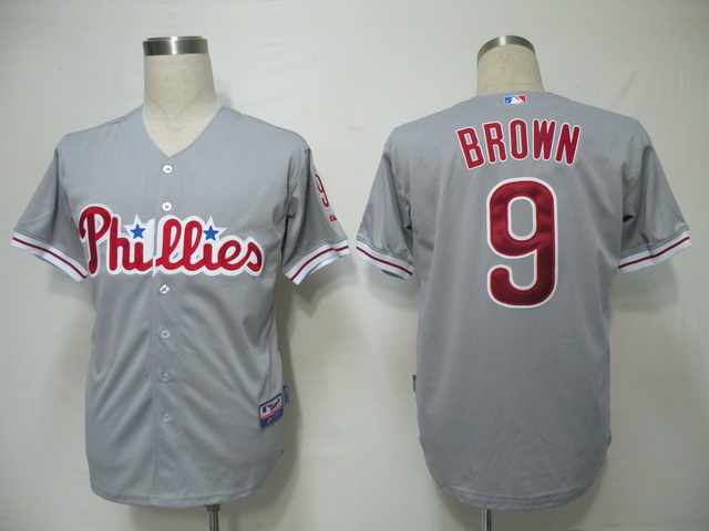 Phillies #9 Domoic Brown Grey Cool Base Stitched MLB Jersey