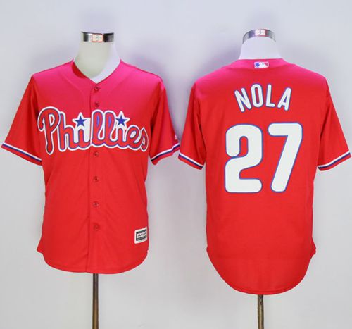 Phillies #27 Aaron Nola Red New Cool Base Stitched MLB Jersey