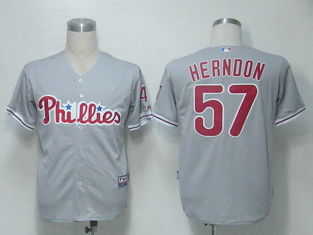 Phillies #57 David Herndon Grey Cool Base Stitched MLB Jersey