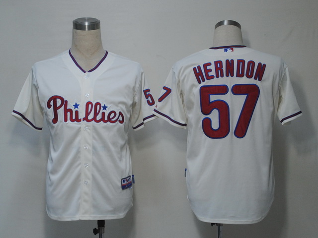 Phillies #57 David Herndon Cream Cool Base Stitched MLB Jersey